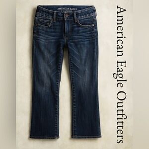 AEO Artist Crop Jeans Women’s Dark Wash Super Stretch MidRise Bootcut